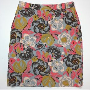 Boden Floral Soft Corduroy Skirt Sz 8